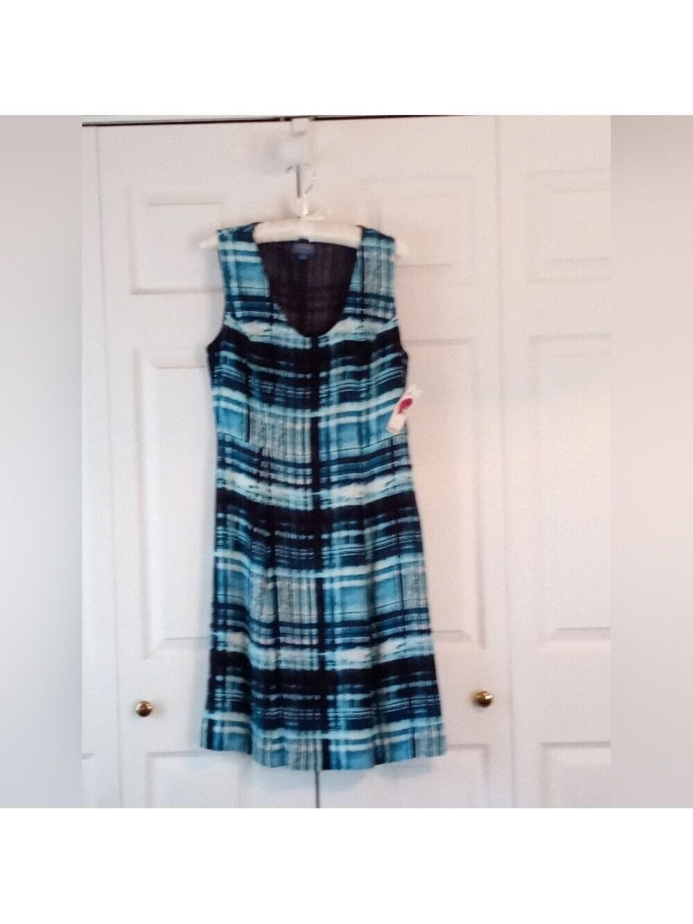 NWT Vintage 90s Pendleton Blue/Black Knee-Length Jumper Dress, Size 8